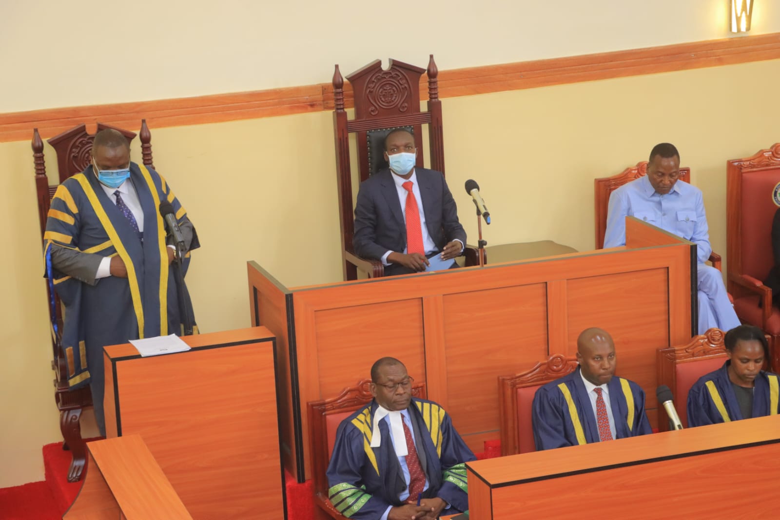 Hon Governor Simba Arati attending the third official opening of the County Assembly